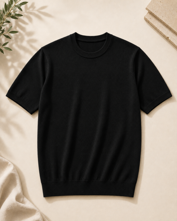 Classic Crew Knit Tee – Black