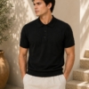 Classic Knit Polo – Black