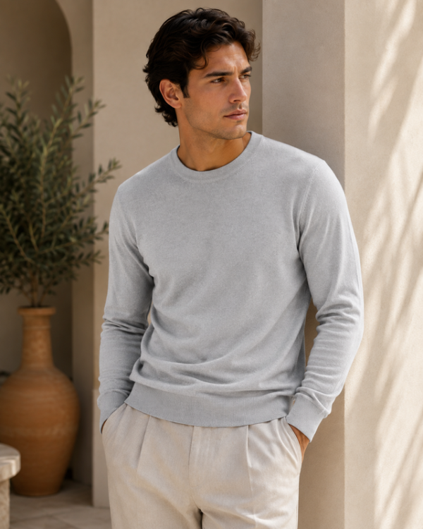 Classic Crew Knit - Light Grey