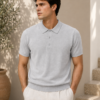 Classic Knit Polo – Light Grey