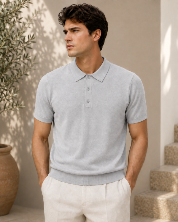 Classic_Knit_Polo_Light_Grey Classic Knit Polo – Light Grey