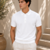 Classic Knit Polo – White