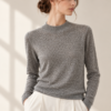 Lightweight Wool Mock-Neck Knit – Grey