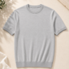 Classic Crew Knit Tee – Light Grey- Classic Crew Knit Tee – Light Grey-
