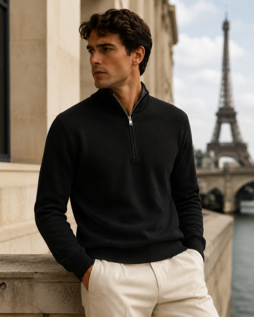 Mens_Black_Half_Zip_Knit Men’s Black Half-Zip Knit