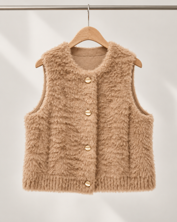 Wool Pile Vest – Camel