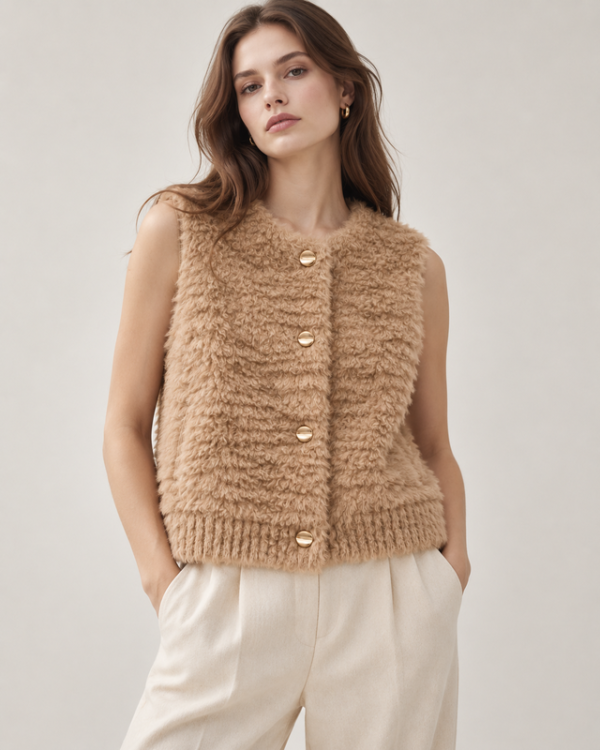 Wool Pile Vest – Camel