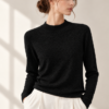 Lightweight wool mock neck knit – Black