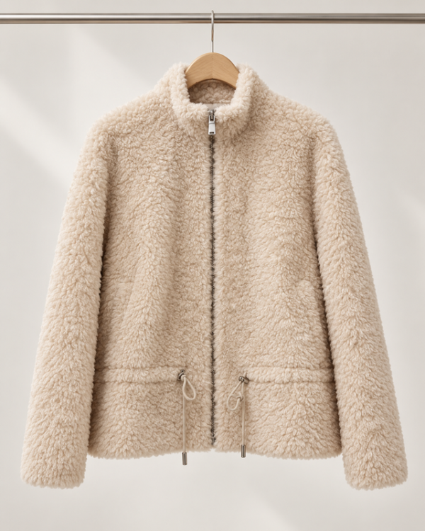 DUC_DORE_Cream_Jacket Wool Pile Zip Jacket – Cream