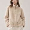 Wool Pile Zip Jacket – Cream