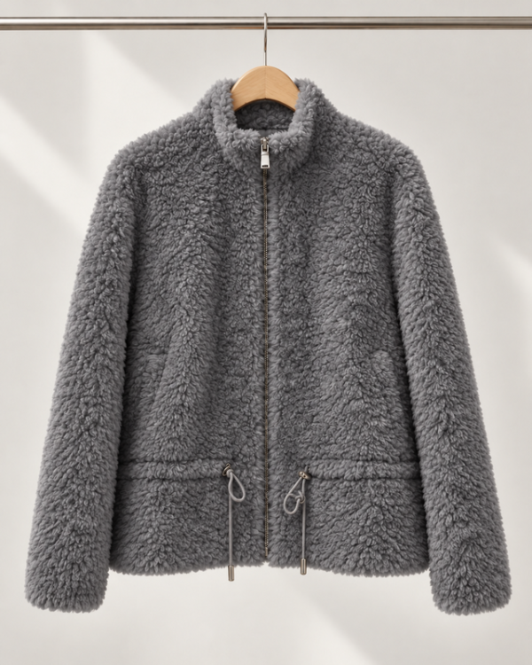 DUC_DORE_Grey_Wool_Pile_Zip_Jacket Wool Pile Zip Jacket – Grey