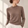 lightweight wool mock neck knit – Light Brown