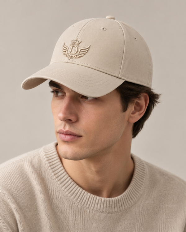 Signature Embroidered Cap — Light Khaki