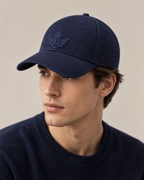 DUC_DORE_Navy_Cap_Model Signature Embroidered Cap — Navy