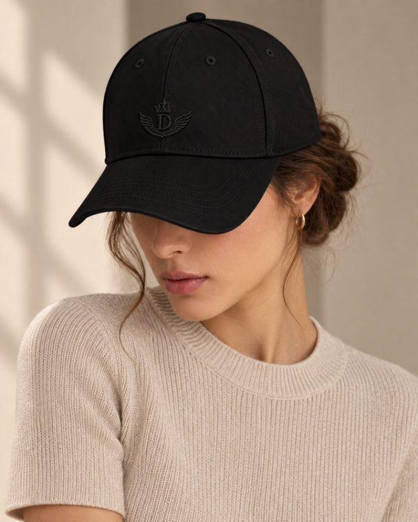 Signature Embroidered Cap – Black