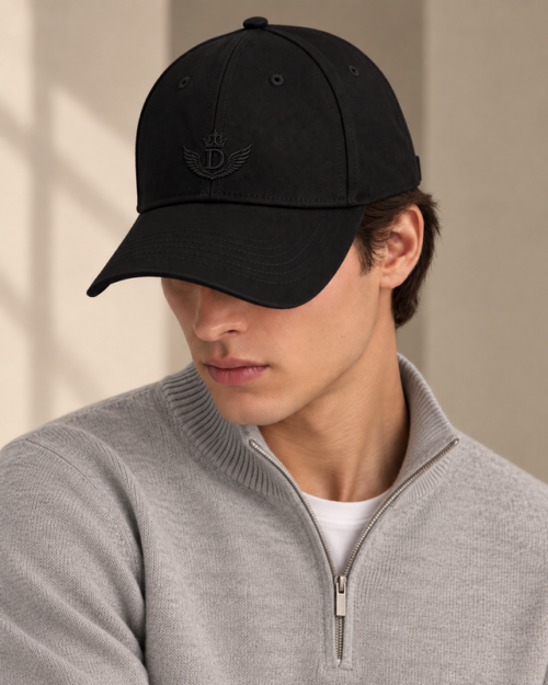 Signature Embroidered Cap – Black